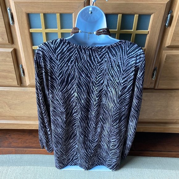 Easywear by Chico's Brown Animal Print Tunic Top  2 (Medium 12) - Picture 5 of 5